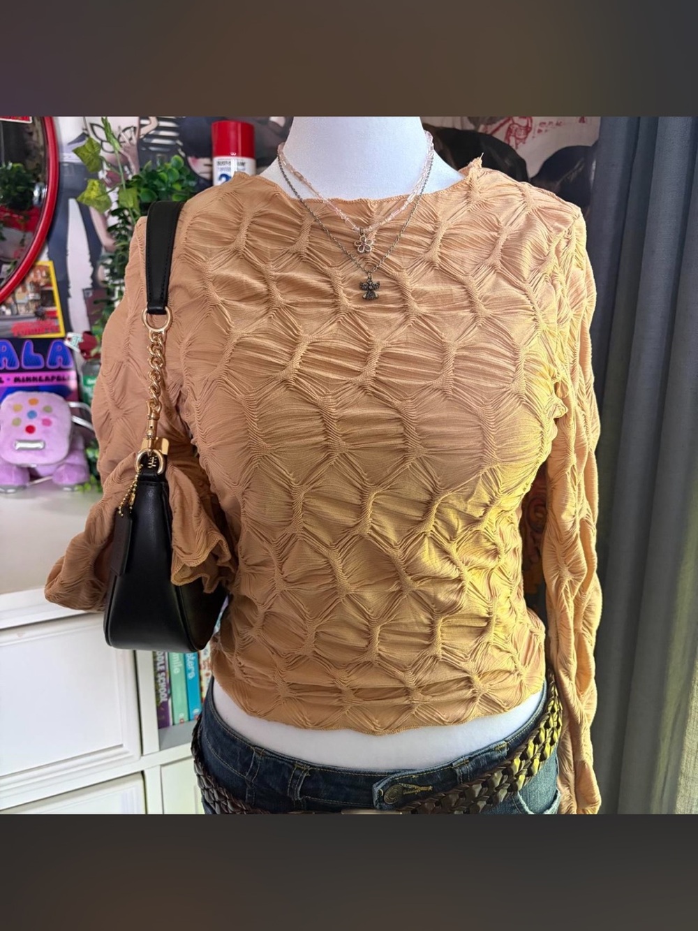 Just Polly Textured Slim Fit Long-Sleeve Women's Top